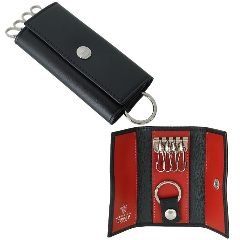 エッティンガー ETTINGER キーケース メンズ ロイヤルコレクション バイカラー ST840AJ RED ブラック×レッド イニシャル箔押し名入れ可有料 【スペシャルラッピング660円(別売り)】