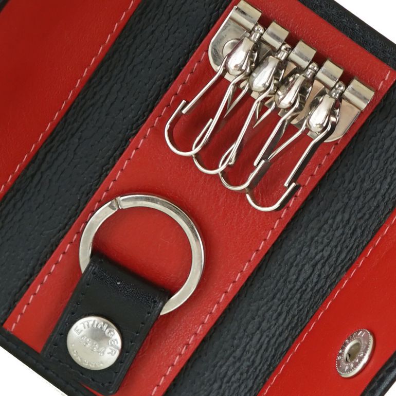 エッティンガー ETTINGER キーケース メンズ ロイヤルコレクション バイカラー ST840AJ RED ブラック×レッド イニシャル箔押し名入れ可有料 【スペシャルラッピング660円(別売り)】