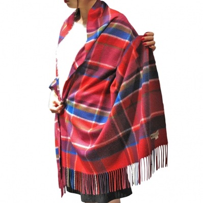 【刺しゅう可有料】 カシミヤ 100% 約200cm 大判ストール タータンチェック ネビス ノッカンドウ・ウールミル