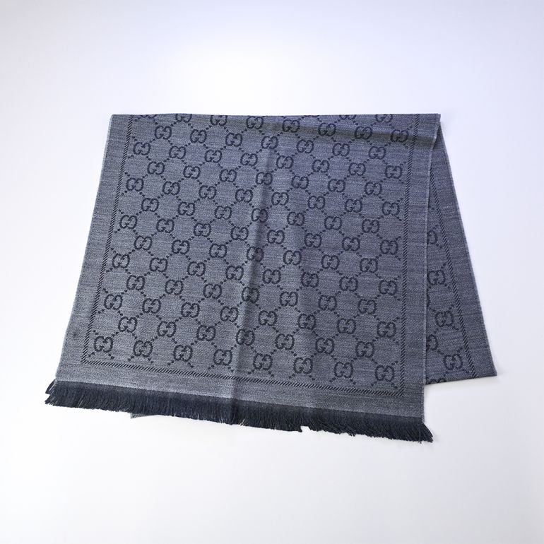 グッチ GUCCI ストール マフラー メンズ レディース 男女兼用 GG柄 グレー ウール100% 133483 3G200 1160 【刺しゅう可有料】 【スペシャルラッピング1100円(別売り)】