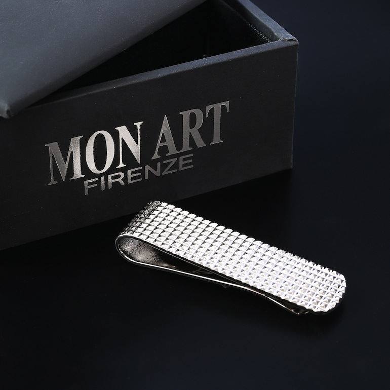 モンアート MONART マネークリップ ピラミッドスタッズ シルバー URANO MC15 Made in Italy 名入れ可有料 正規代理店