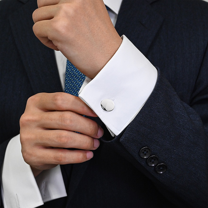 モンアート MONART カフス メンズ カフリンクス カフスボタン ラウンド型 シルバー RGEV F88 Made in Italy 名入れ可有料 正規代理店