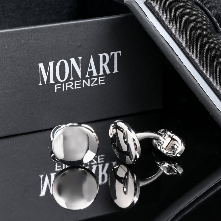 モンアート MONART カフス メンズ カフリンクス カフスボタン ラウンド型 シルバー RGEV F88 Made in Italy 名入れ可有料 正規代理店