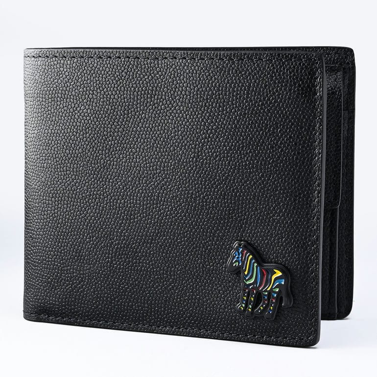 ポールスミス Paul Smith 二つ折り財布 小銭入れ付 PS ゼブラ メンズ ブラック 6078 NMUZEB 79 英国 MADE IN ITALY 箔押し名入れ可（工賃別売り） 【スペシャルラッピング660円(別売り)】