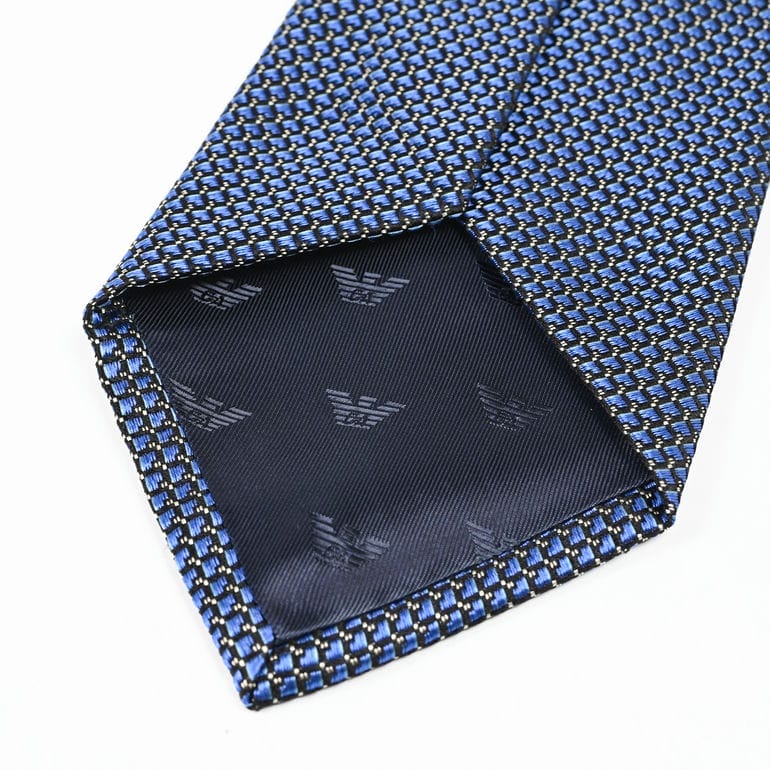 エンポリオ アルマーニ EMPORIO ARMANI ネクタイ メンズ 大剣幅7.5cm シルク100% ジャカードマイクロチェック ライトブルー MADE IN ITALY EM001346 TE13740 F8109【スペシャルラッピング660円(別売り)】