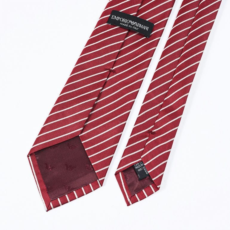 エンポリオ アルマーニ EMPORIO ARMANI ネクタイ メンズ 大剣幅7.5cm シルク100% ストライプ ボルドー MADE IN ITALY EM001346 TE13741 F5029【スペシャルラッピング660円(別売り)】