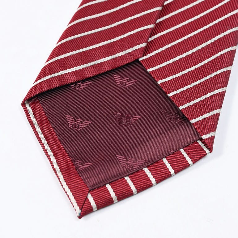 エンポリオ アルマーニ EMPORIO ARMANI ネクタイ メンズ 大剣幅7.5cm シルク100% ストライプ ボルドー MADE IN ITALY EM001346 TE13741 F5029【スペシャルラッピング660円(別売り)】