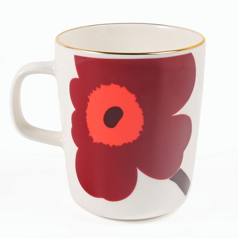 【名入れ可有料】マリメッコ marimekko マグカップ コップ ペアセット 250ml ウニッコ バーガンディ ゴールド 74540 074540 132 洋食器 テーブルウェア 北欧食器 北欧デザイン<br>【スペシャルラッピング660円(別売り)】