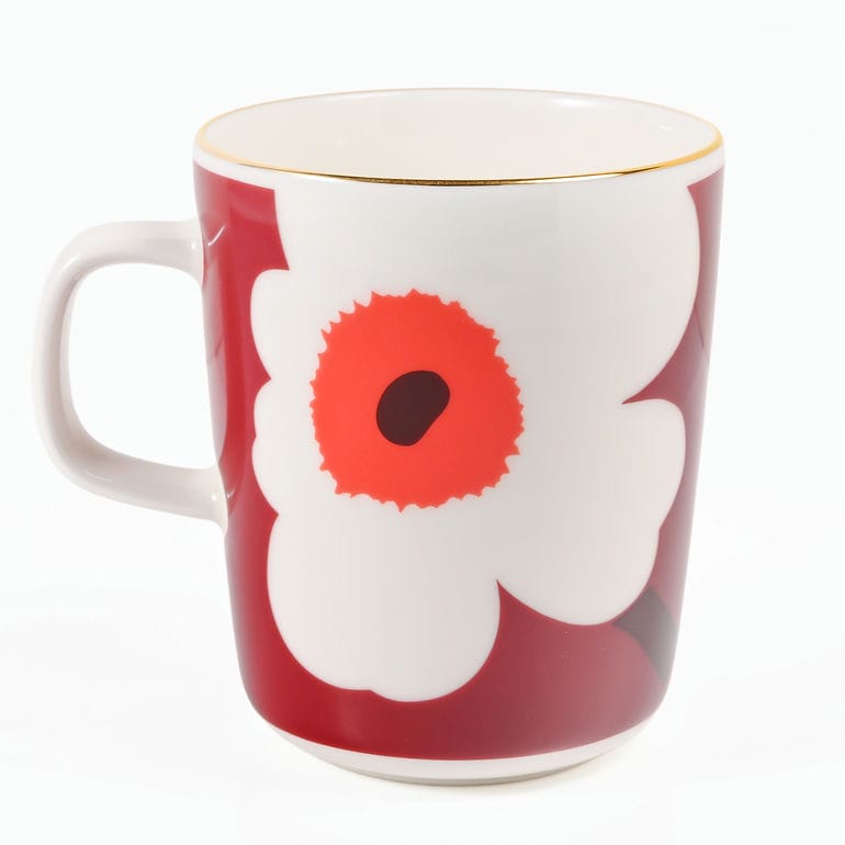 【名入れ可有料】マリメッコ marimekko マグカップ コップ ペアセット 250ml ウニッコ バーガンディ ゴールド 74540 074540 132 洋食器 テーブルウェア 北欧食器 北欧デザイン<br>【スペシャルラッピング660円(別売り)】