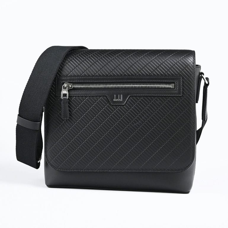 ダンヒル dunhill ショルダーバッグ コントゥア スモール フラップメッセンジャー クロスボディ メンズ ブラック 24R3656PX001 英国