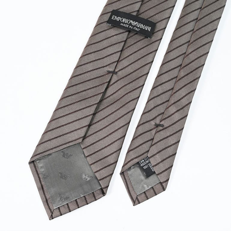 エンポリオ アルマーニ EMPORIO ARMANI ネクタイ メンズ 大剣幅7.5cm シルク100% ストライプ グレー MADE IN ITALY EM001346 TE13741 F8109【スペシャルラッピング660円(別売り)】