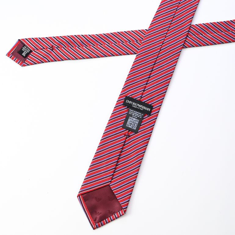 エンポリオ アルマーニ EMPORIO ARMANI ネクタイ メンズ レッド 大剣幅7.5cm シルク100% ストライプ 340275 3R640 000 MADE IN ITALY 名入れ刺しゅう可有料【スペシャルラッピング660円(別売り)】
