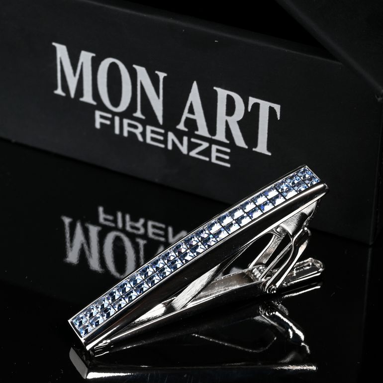 モンアート MONART ネクタイピン メンズ タイピン タイバー タイクリップ シルバー ブルー TC/SW1 C Made in Italy 名入れ可有料 正規代理店