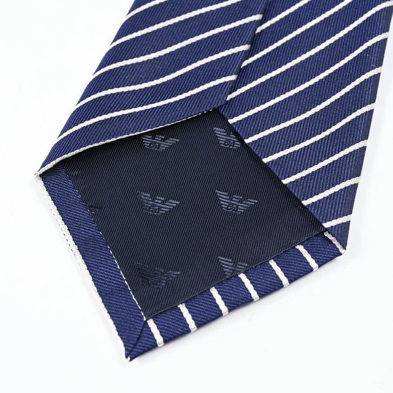 エンポリオ アルマーニ EMPORIO ARMANI ネクタイ メンズ 大剣幅7.5cm シルク100% ストライプ ナイトブルー MADE IN ITALY EM001346 TE13741 FB163【スペシャルラッピング660円(別売り)】