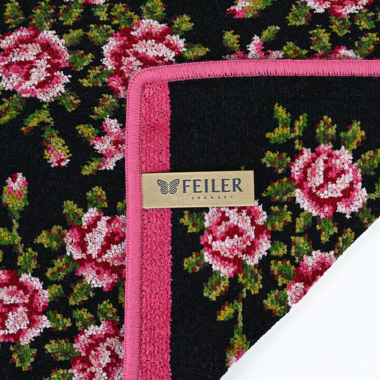 【名入れ可有料】フェイラー FEILER ハンカチ 旧デザインハンドタオル 30cm レディース MIRIAM CHERRY ミリアム ブラック×チェリー ネコポス限定 送料無料<br>【スペシャルラッピング660円(別売り)】