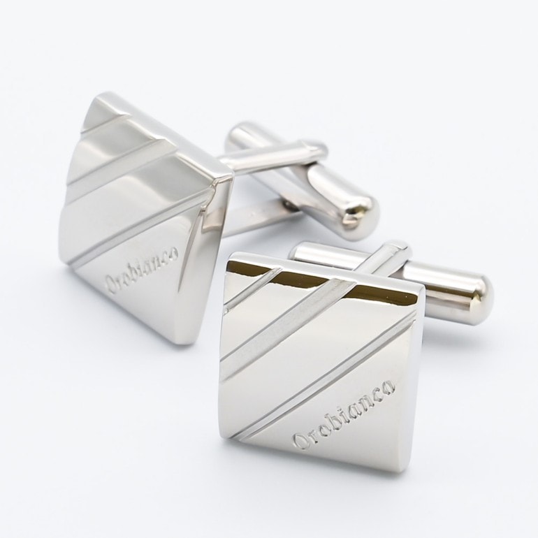 名入れ無料 オロビアンコ カフス メンズ カフリンクス カフスボタン スクエア シルバー ORC149 6812004