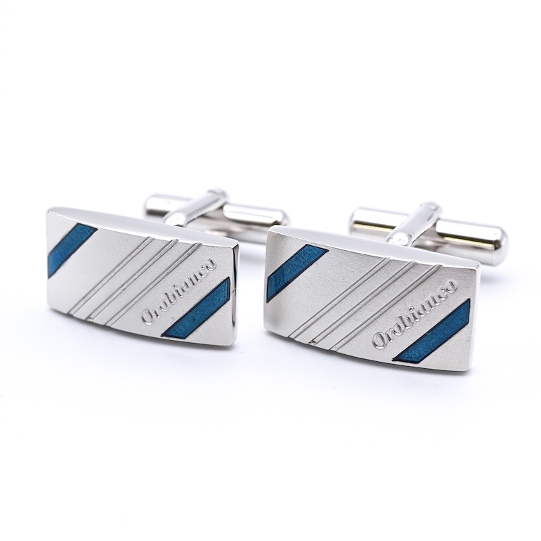 名入れ無料 オロビアンコ カフス メンズ カフリンクス カフスボタン スクエア シルバー グリーン ORC167B 6812010