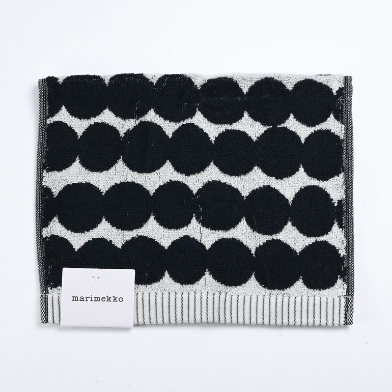 マリメッコ marimekko タオル ゲストタオル フェイスタオル 50×30cm Rasymatto ラシィマット ブラック×ライトグレー 068761(73019 073019) 190 名入れ 北欧雑貨 北欧デザイン 【スペシャルラッピングB対応(別売り)】