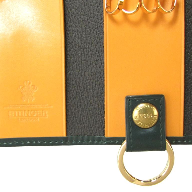 【美品】ETTINGER エッティンガー レザー キーケース ブラック オレンジ ETTINGER エッティンガー キーケース ブライドルレザー メンズ