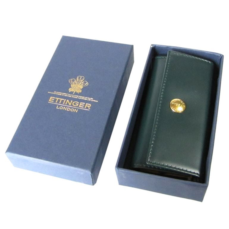 訳あり美品✨エッティンガー✨キーケース✨ブライドルレザー✨ブラック×イエロー ETTINGER エッティンガー キーケース ブライドルレザー メンズ