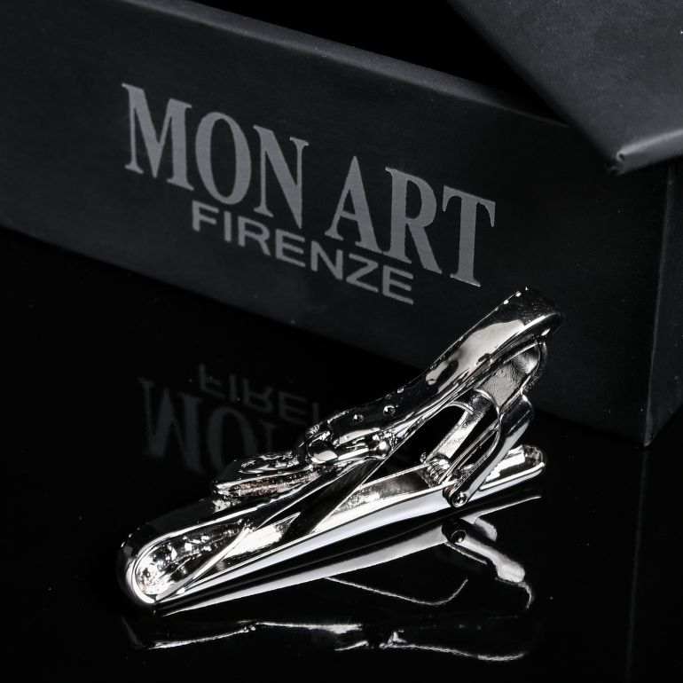 モンアート MONART ネクタイピン メンズ タイピン タイバー タイクリップ ベルト シルバー PS/5 Made in Italy 名入れ可有料 正規代理店