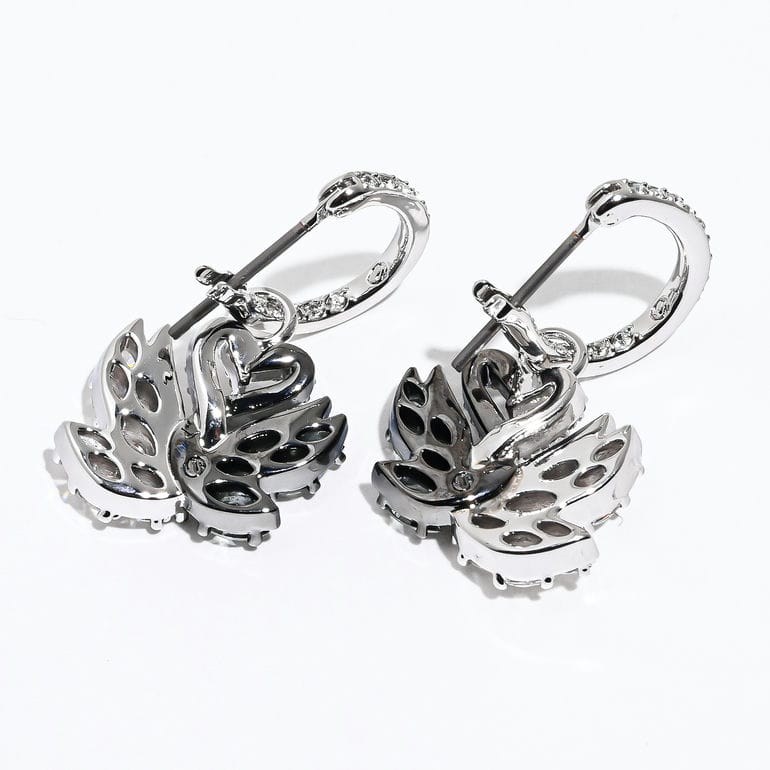 スワロフスキー SWAROVSKI ピアス Swan スワン ブラック クリア