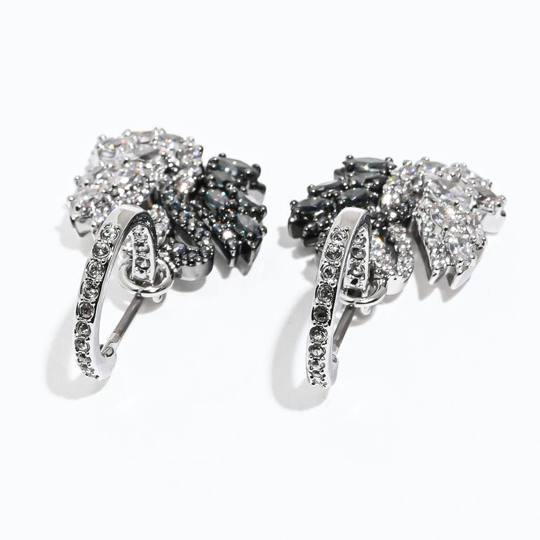 スワロフスキー SWAROVSKI ピアス Swan スワン ブラック クリア