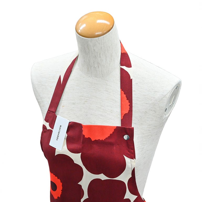 マリメッコ marimekko エプロン 2025冬新作 ウニッコ バーガンディ バニラ 75644 075644 844 北欧雑貨 北欧デザイン ネコポス限定 送料無料<br>【スペシャルラッピング660円(別売り)】