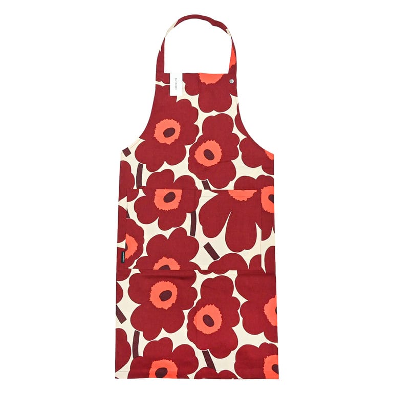 マリメッコ marimekko エプロン 2025冬新作 ウニッコ バーガンディ バニラ 75644 075644 844 北欧雑貨 北欧デザイン ネコポス限定 送料無料<br>【スペシャルラッピング660円(別売り)】