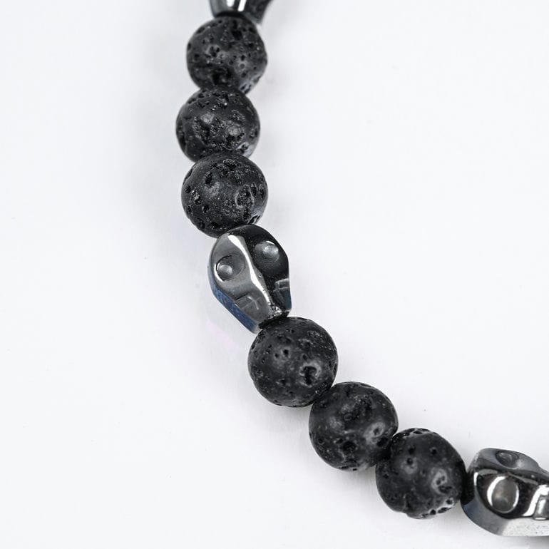 モンアート MONART ブレスレット 天然石 メンズ 数珠 スカル ナチュラルストーン ブラック BR/69 A Made in Italy 正規代理店