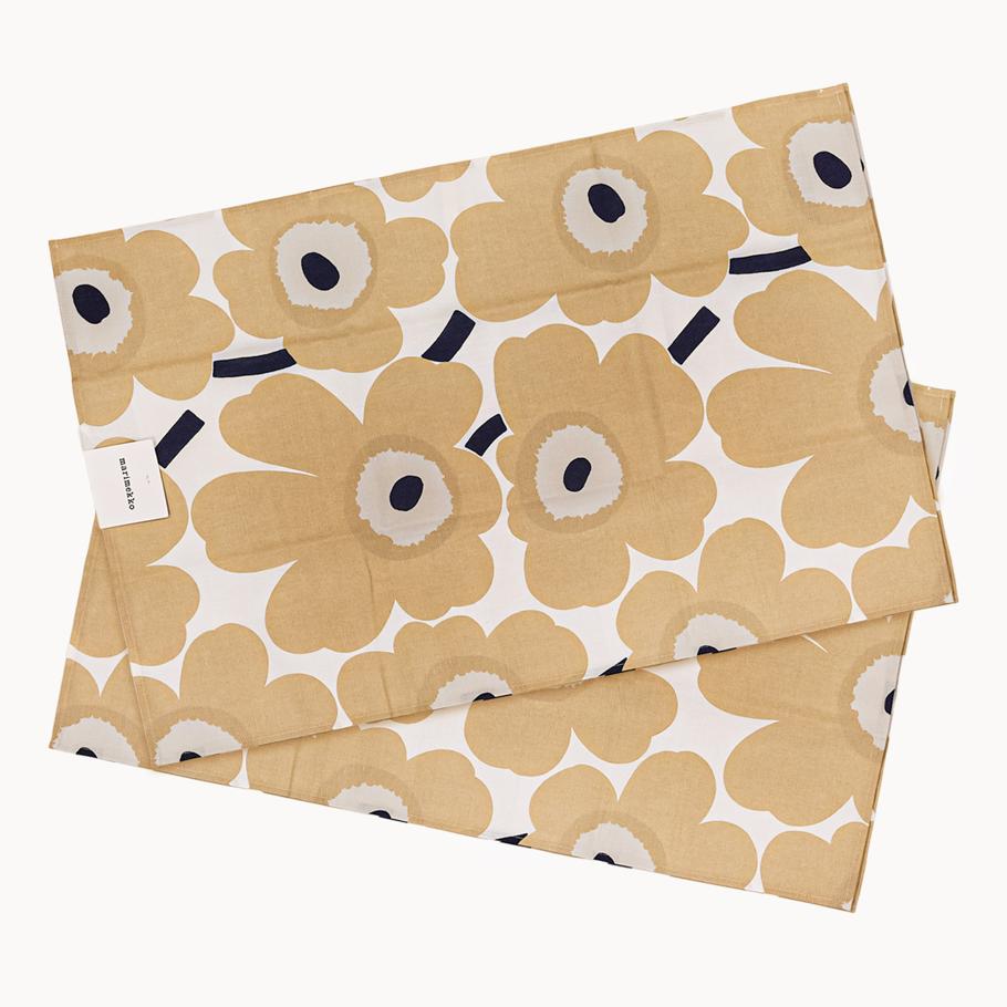 マリメッコ ティータオル キッチンタオル 2枚セット 70×47cm Unikko ウニッコ オフホワイト×ベージュ×ダークブルー 069803 185(75095 185) 北欧雑貨 北欧デザイン ネコポス限定 送料無料