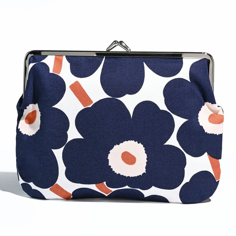 【刺しゅう名入れ可有料】マリメッコ marimekko 小物入れ ポーチ コスメポーチ 化粧ポーチ ペンケース がま口 プリオカス クッカロ ミニ ウニッコ ネイビーブルー 73397 073397 157 北欧雑貨