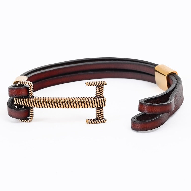 モンアート MONART ブレスレット メンズ レザー ブラウン/ゴールド BR/110 B M Made in Italy 名入れ可有料 正規代理店