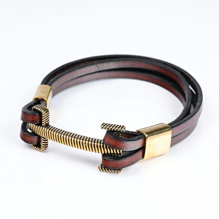 モンアート MONART ブレスレット メンズ レザー ブラウン/ゴールド BR/110 B M Made in Italy 名入れ可有料 正規代理店