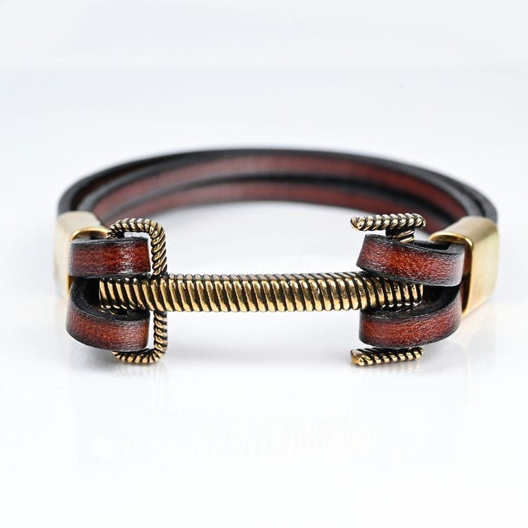 モンアート MONART ブレスレット メンズ レザー ブラウン/ゴールド BR/110 B M Made in Italy 名入れ可有料 正規代理店