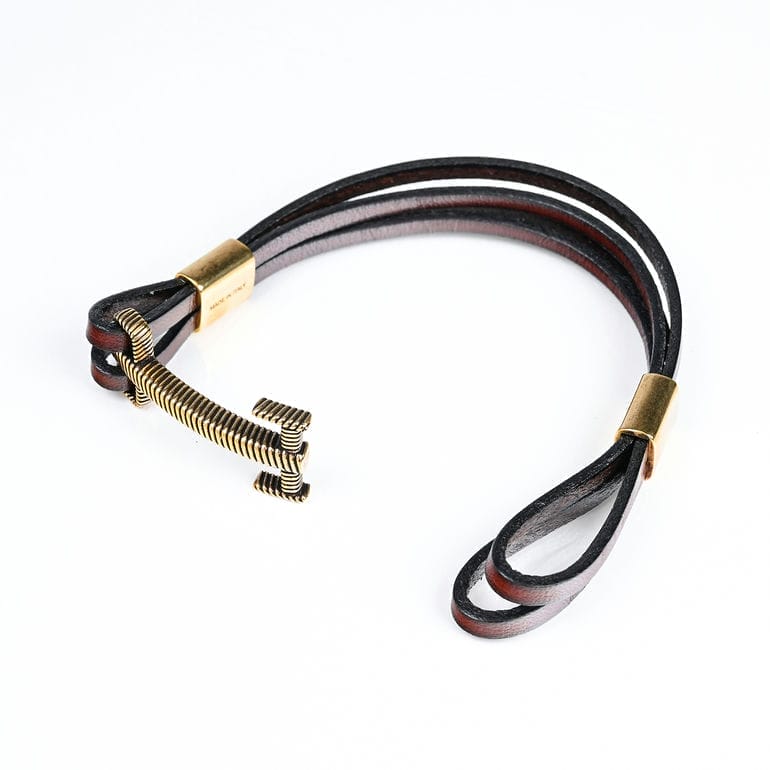 モンアート MONART ブレスレット メンズ レザー ブラウン/ゴールド BR/110 B M Made in Italy 名入れ可有料 正規代理店