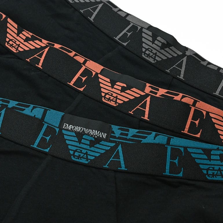 エンポリオ アルマーニ EMPORIO ARMANI 下着 アンダーウェア ボクサーパンツ 無地 モノグラムロゴ 3パック 全3サイズ メンズ グレー グリーン系 オレンジ EM000259 AF10778 MC061 MADE IN ITALY【スペシャルラッピング660円(別売り)】
