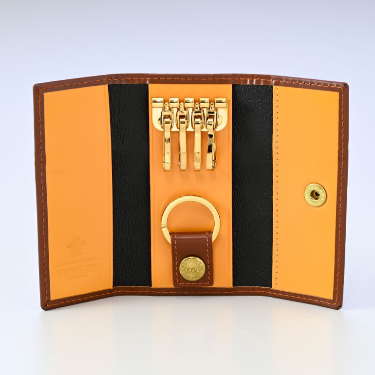 エッティンガー ETTINGER キーケース メンズ ブライドルレザー バイカラー BH840AJR HAVANA ハバナ イニシャル箔押し名入れ可有料 【スペシャルラッピング660円(別売り)】