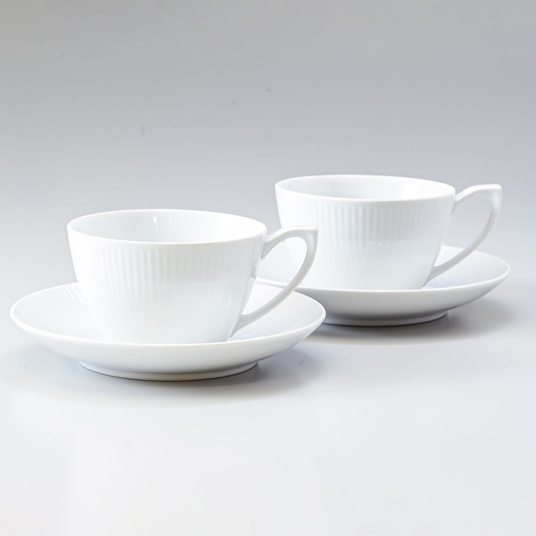 2客セット ロイヤルコペンハーゲン ホワイトフルーテッド ティーカップ&ソーサー 280ml 2408086 1017383 北欧食器 洋食器 カップアンドソーサー 【スペシャルラッピング660円(別売り)】