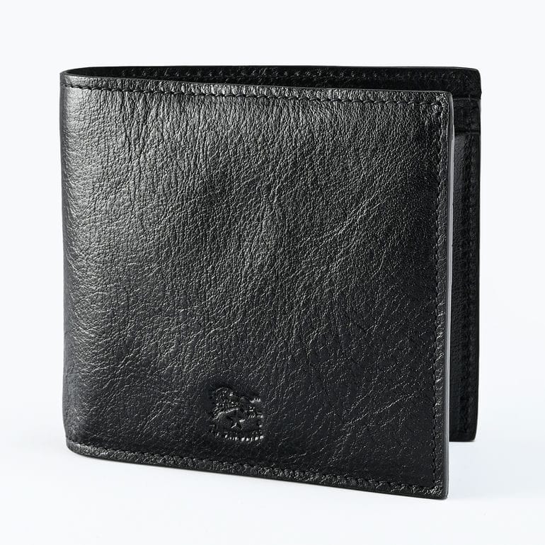 イルビゾンテ IL BISONTE 二つ折り財布 小銭入れ付 Cestello メンズ レディース ブラック SBW069PV0001BK128N レザー ウォレット 箔押し名入れ可有料【スペシャルラッピング660円(別売り)】