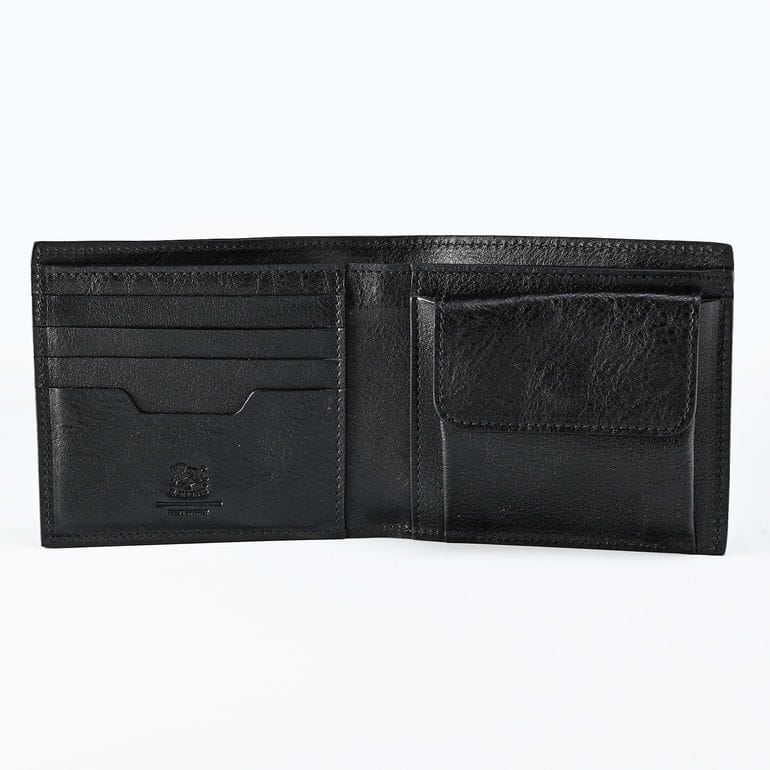 イルビゾンテ IL BISONTE 二つ折り財布 小銭入れ付 Cestello メンズ レディース ブラック SBW069PV0001BK128N レザー ウォレット 箔押し名入れ可有料【スペシャルラッピング660円(別売り)】