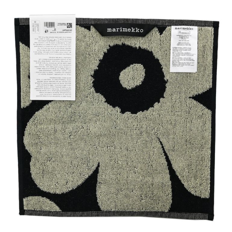 マリメッコ marimekko ハンドタオル 30×30cm ミニタオル ハンカチ UNIKKO ウニッコ ブラック×ベージュ 071203 980 名入れ 刺しゅう可有料 北欧雑貨 北欧デザイン  ネコポス限定 送料無料<br>【スペシャルラッピング660円(別売り)】