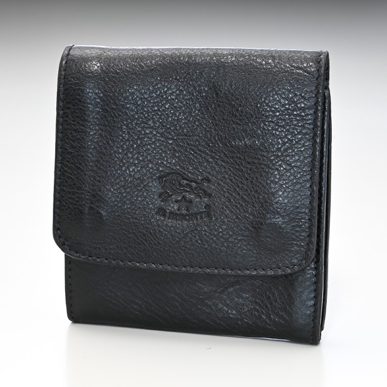 イルビゾンテ IL BISONTE 財布 二つ折り財布 ミニ財布 メンズ レディース カウハイドレザー ブラック C0984 P 153【スペシャルラッピング660円(別売り)】
