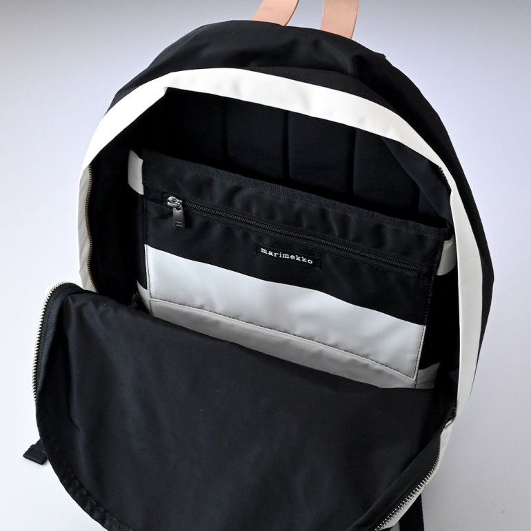 マリメッコ marimekko リュック バックパック デイバッグ Galleria Enni　ギャレリア ホワイト×ブラック　047076 190 北欧雑貨 北欧デザイン