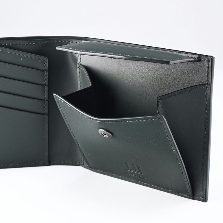 【名入れ可有料】ダンヒル dunhill 二つ折り財布 小銭入れ付 バーリントン メンズ ブラック レーシンググリーン DU24F2320GN001 ウォレット 折財布 英国 <br>【スペシャルラッピング660円(別売り)】