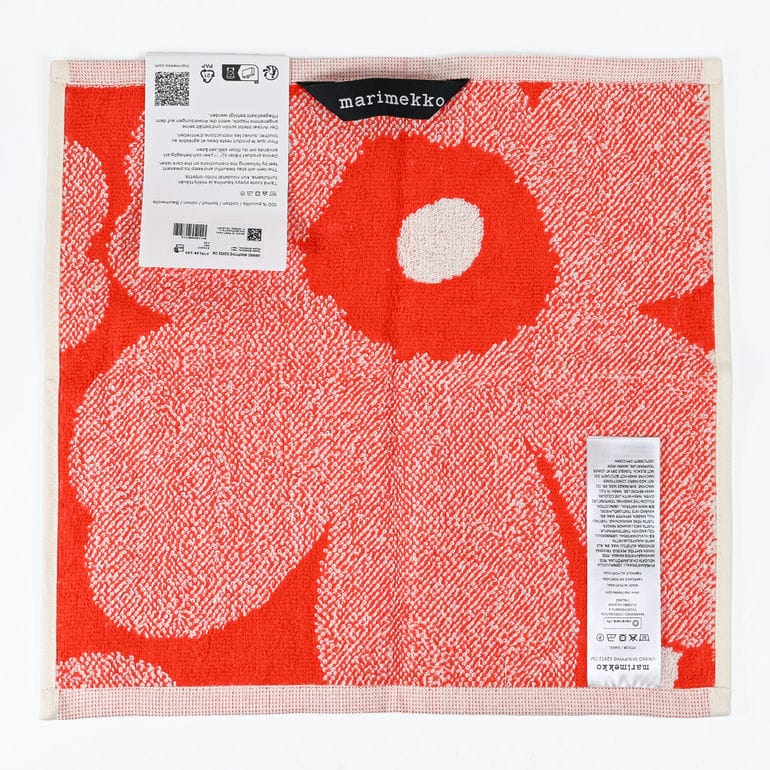 マリメッコ marimekko ハンドタオル 32cm ミニタオル ハンカチ Unikko ウニッコ MINIPYYHE オフホワイト オレンジレッド 75128 075128 130 北欧雑貨 北欧デザイン ネコポス限定【スペシャルラッピング660円(別売り)】