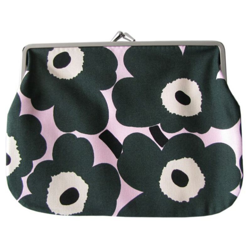 マリメッコ marimekko 小物入れ ポーチ がま口  Pieni Kukkaro Mini Unikko ピエニ ミニ ウニッコ グリーン×ピンク 047550 369 刺しゅう可有料 北欧雑貨 北欧デザイン