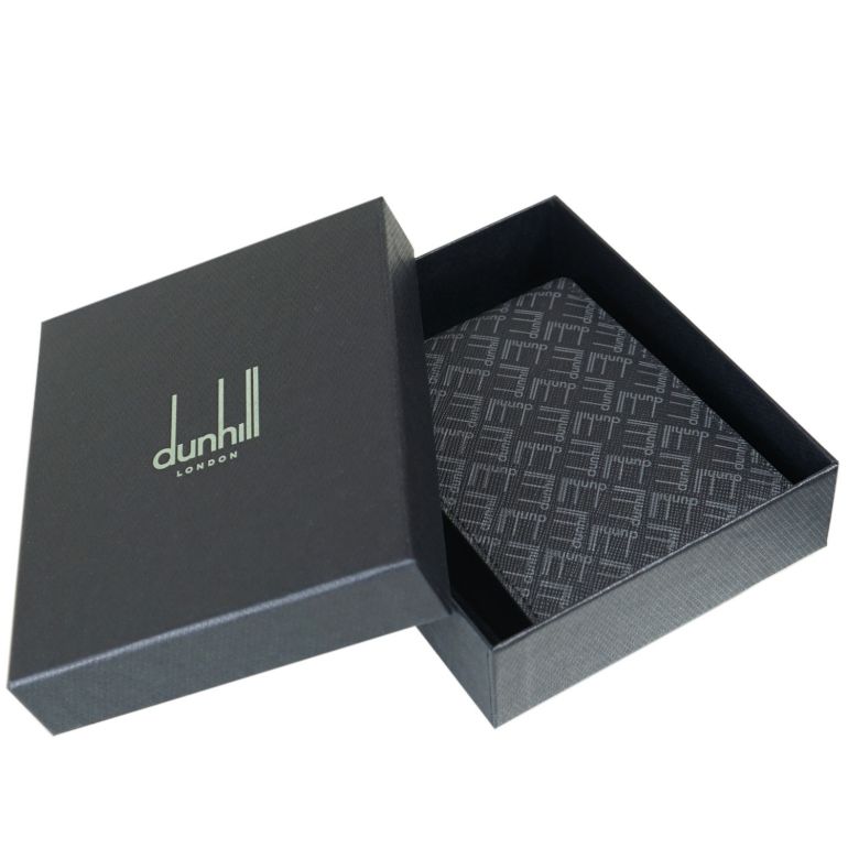 ダンヒル dunhill 財布 二つ折り財布 小銭入れなし メンズ シグネチャー ブラック 21R2300LT001R 名入れ可有料 箔押し<br>【スペシャルラッピング660円(別売り)】