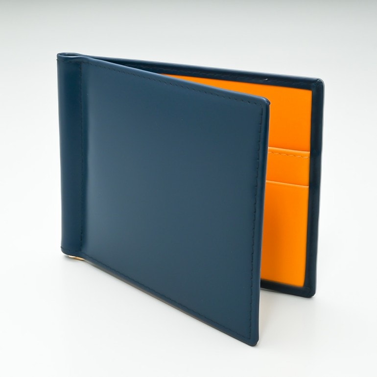 エッティンガー ETTINGER 財布 二つ折り財布 札入れ 札ばさみ マネークリップ メンズ ブライドルレザー バイカラー BH787AJR ペトロール ブルー 名入れ可有料 【スペシャルラッピング660円(別売り)】