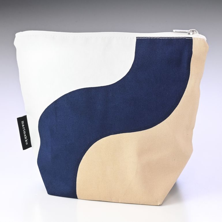 マリメッコ marimekko ポーチ Seireeni セイレーニ ベージュ×ダークブルー 072272 158 北欧雑貨 北欧デザイン ネコポス限定 送料無料<br>【スペシャルラッピング660円(別売り)】